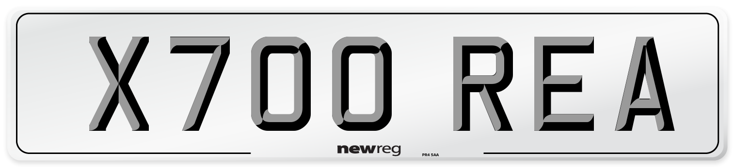 X700 REA Number Plate from New Reg